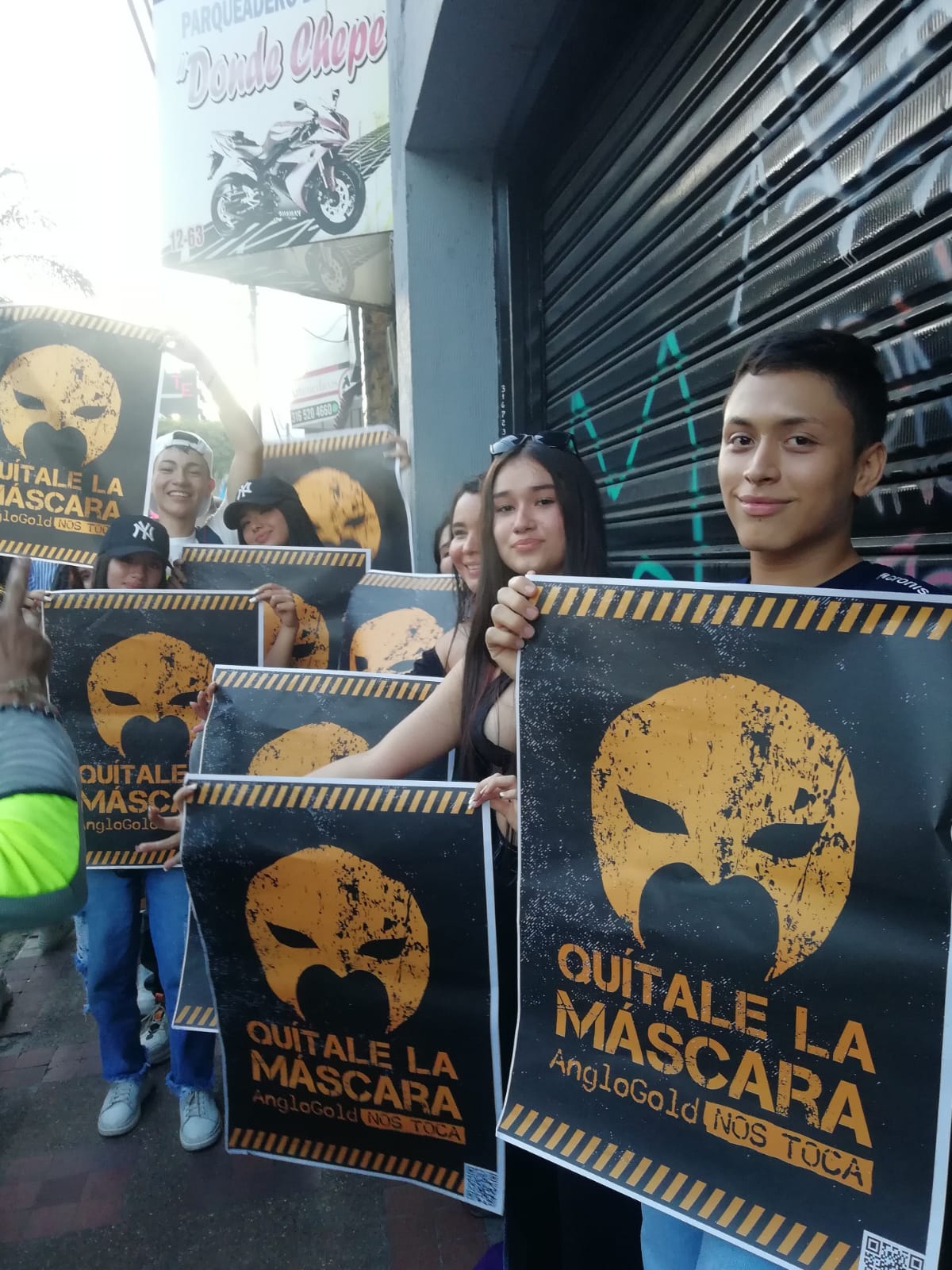Mining multinational AngloGold Ashanti unmasked during carnival in Ibagué, Colombia